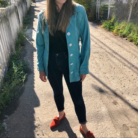 Turquoise suede jacket - Picture 6 of 6